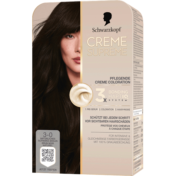 Haarfarbe 3-0 Natürliches Schwarz-Braun Schwarzkopf CREME SUPREME