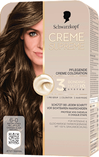 Haarfarbe 6-0 Natürliches Hellbraun Schwarzkopf CREME SUPREME