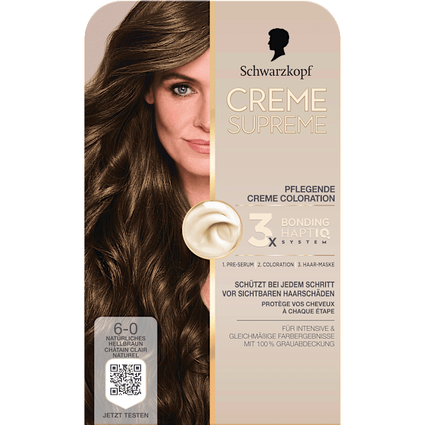 Haarfarbe 6-0 Natürliches Hellbraun Schwarzkopf CREME SUPREME