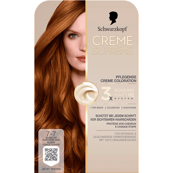 Haarfarbe 7-7 Dunkles Kupferblond Schwarzkopf CREME SUPREME