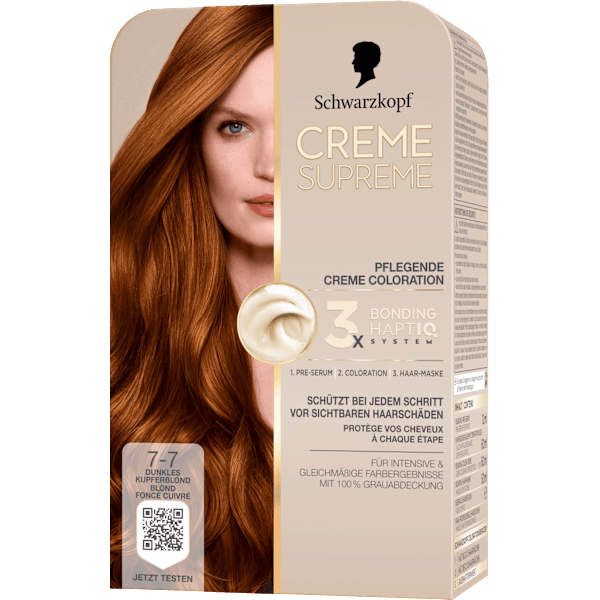 Haarfarbe 7-7 Dunkles Kupferblond Schwarzkopf CREME SUPREME