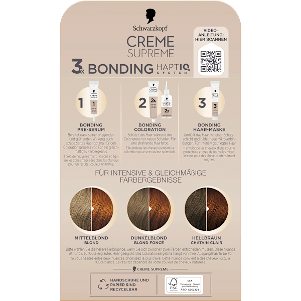 Haarfarbe 7-7 Dunkles Kupferblond Schwarzkopf CREME SUPREME