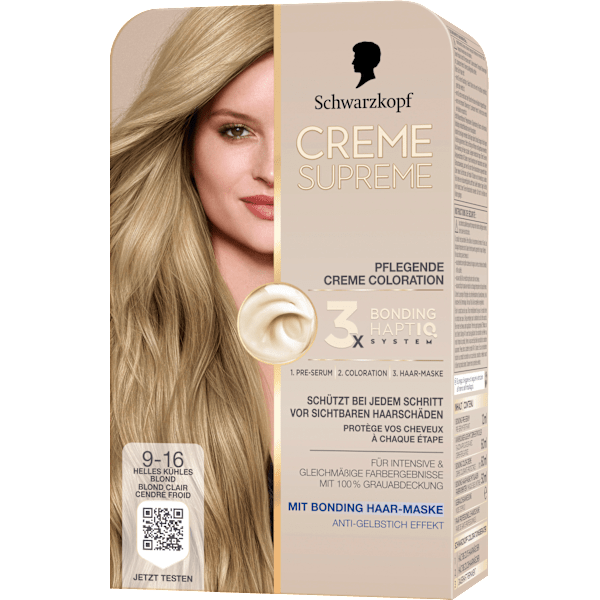 Haarfarbe 9-16 Helles kühles Blond Schwarzkopf CREME SUPREME
