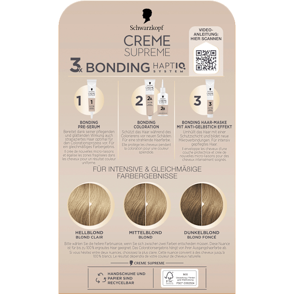 Haarfarbe 9-16 Helles kühles Blond Schwarzkopf CREME SUPREME