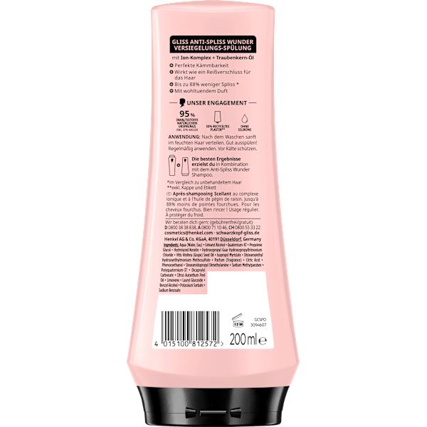 Conditioner Anti-Spliss Wunder Schwarzkopf GLISS