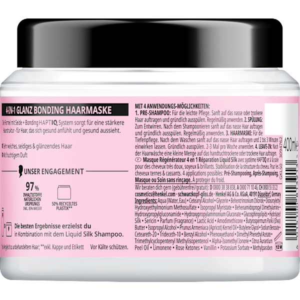 Haarmaske 4in1 Liquid Silk Schwarzkopf GLISS