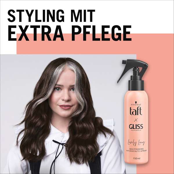 Hitzeschutzspray taft x Gliss Lovely Long Schwarzkopf taft