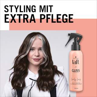 Hitzeschutzspray taft x Gliss Lovely Long Schwarzkopf taft