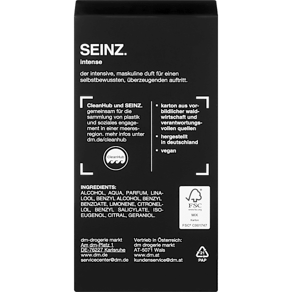 Intense Eau de Toilette SEINZ.