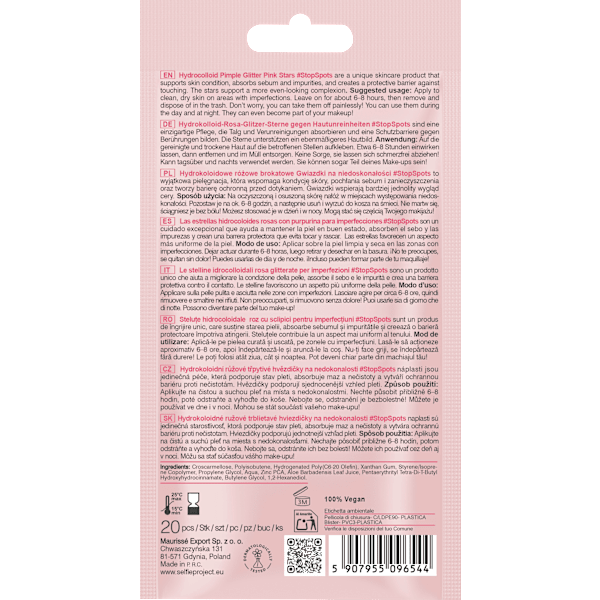 Anti Pickel Patches Hydrocolloid Pimple Glitter Pink Stars Selfie Project