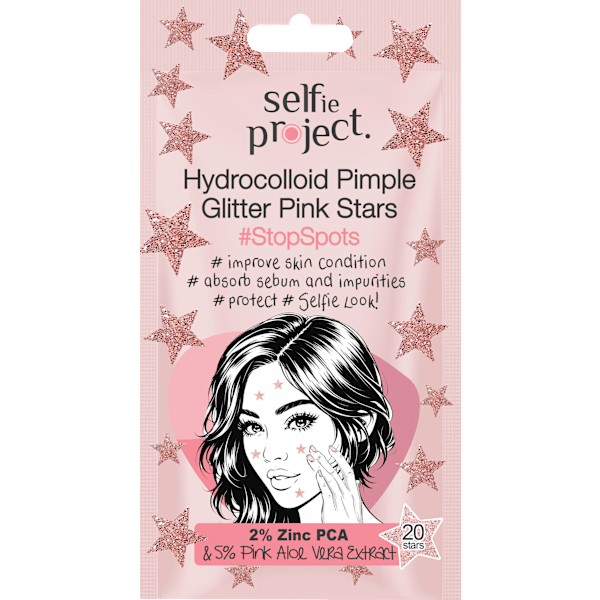 Anti Pickel Patches Hydrocolloid Pimple Glitter Pink Stars Selfie Project