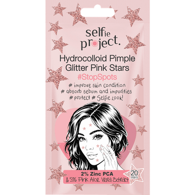 Selfie Project Anti Pimple Patches Hydrocolloid Pimple Glitter Pink Stars, 20 pcs