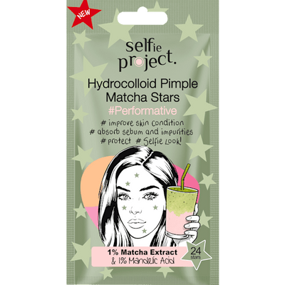 Selfie Project Anti-Pimple Patches Hydrocolloid Pimple Matcha Stars, 24 pcs