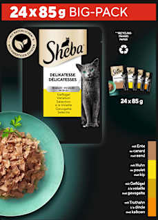 Nassfutter Katze Delikatessen - Geflügel Variation, Multipack (24x85 g) Sheba