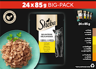 Nassfutter Katze Delikatessen - Geflügel Variation, Multipack (24x85 g) Sheba
