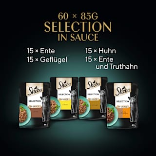 Nassfutter Katze Geflügel Variation, Mini Filets in Sauce, Selection Maxipack (60x85 g) Sheba