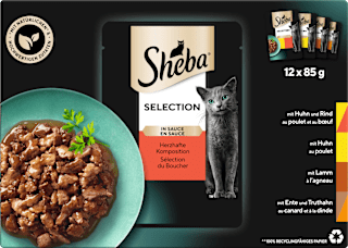 Nassfutter Katze, herzhafte Komposition - Selection in Sauce, Multipack (12x85 g) Sheba