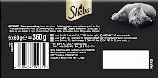 Nassfutter Katze mit Geflügel & Fisch, filets selection, Multipack (6x60 g) Sheba