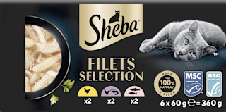 Nassfutter Katze mit Geflügel & Fisch, filets selection, Multipack (6x60 g) Sheba