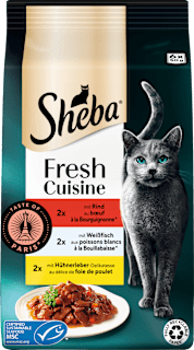 Nassfutter Katze mit Rind, Weißfisch & Hühnerleber, fresh cuisine Taste of Paris, Multipack (6x50 g) Sheba