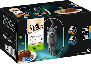 Nassfutter Katze Truthahn & Thunfisch in Sauce, perfect portions - feine Vielfalt, Multipack (16x37,5 g) Sheba