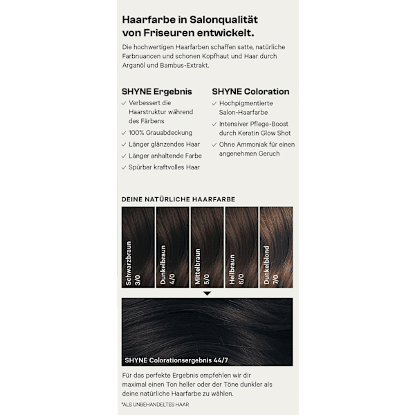 Haarfarbe 44/7 Athens Dunkelbraun Mokka SHYNE Professional