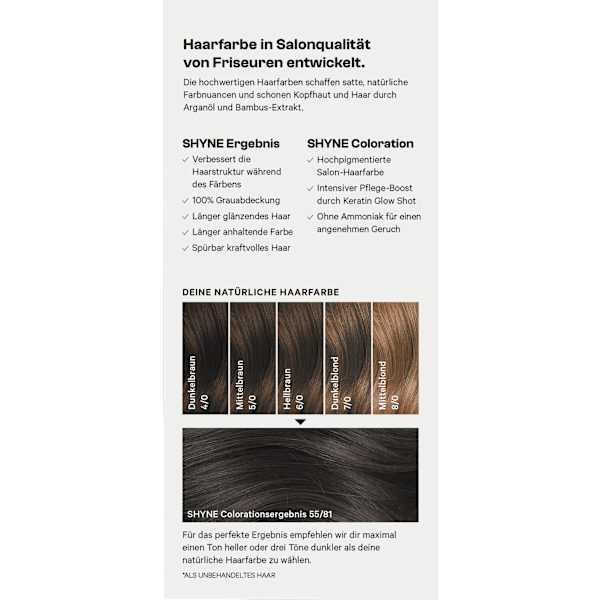 Haarfarbe 55/81 London Mittelbraun Asch-Intensiv SHYNE Professional