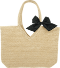 Shopper, Strohoptik, Schleife, schwarz Soapland