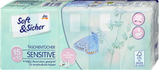 Taschentücher sensitive 4-lagig (15x10 St) Soft&Sicher