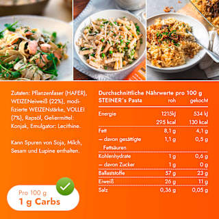 Nudeln, LOWer Carb High Protein Fusilli Steiner‘s