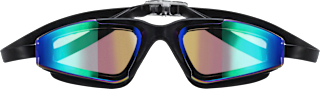 Schwimmbrille Kids, schwarzer Rahmen, bunt verspiegelt SUNDANCE