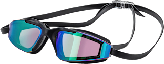 Schwimmbrille Kids, schwarzer Rahmen, bunt verspiegelt SUNDANCE