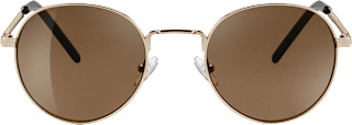 Sonnenbrille Erwachsene, goldfarbenes Metallgestell, runde braun getönte Gläser SUNDANCE