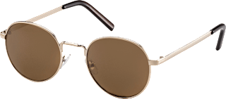 Sonnenbrille Erwachsene, goldfarbenes Metallgestell, runde braun getönte Gläser SUNDANCE