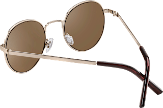 Sonnenbrille Erwachsene, goldfarbenes Metallgestell, runde braun getönte Gläser SUNDANCE