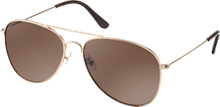 Sonnenbrille Erwachsene, Pilotenbrille mit goldenem Gestell, braun getönte Gläser SUNDANCE