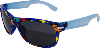 Sonnenbrille Kids, dunkelblaues Gestell mit bunten Dinos SUNDANCE