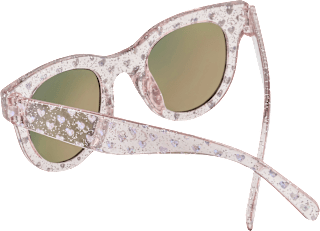 Sonnenbrille Kids, transparentes Gestell mit Glitzer & Herzen SUNDANCE