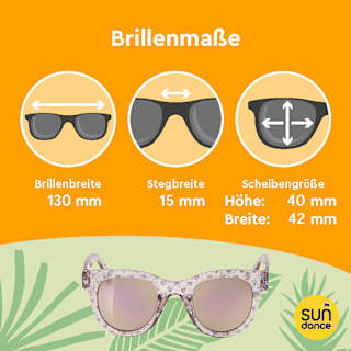 Sonnenbrille Kids, transparentes Gestell mit Glitzer & Herzen SUNDANCE