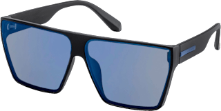 Sonnenbrille schwarzes, eckiges Gestell mit blauen Gläsern SUNDANCE