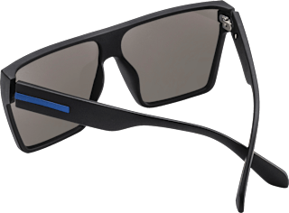 Sonnenbrille schwarzes, eckiges Gestell mit blauen Gläsern SUNDANCE