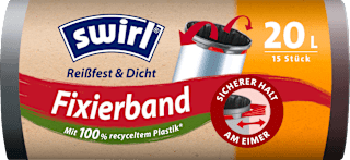 Müllbeutel 20 l Fixierband mit 100 % recyceltem Plastik Swirl