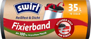 Müllbeutel 35 l Fixierband mit 100 % recyceltem Plastik Swirl