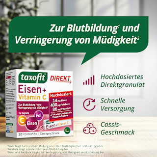 Eisen + Folsäure + Vitamin C direkt Granulat (20 Stück) taxofit