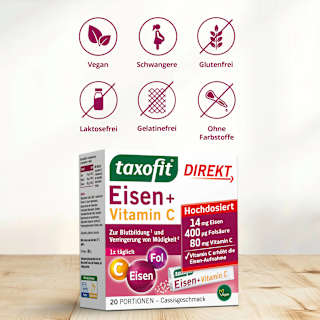 Eisen + Folsäure + Vitamin C direkt Granulat (20 Stück) taxofit