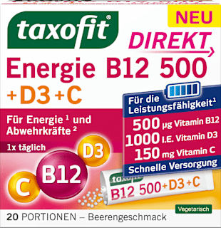 Energie B12 500 + D3 + C Direktgranulat 20 St taxofit
