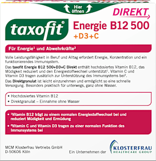 Energie B12 500 + D3 + C Direktgranulat 20 St taxofit