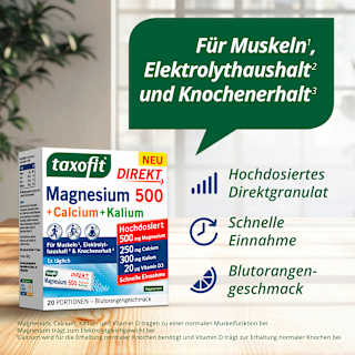 Magnesium 500 + Calcium & Kalium Direkt Granulat 20 St taxofit