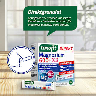 Magnesium 600 + B12 Direkt-Granulat 20 St taxofit