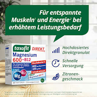 Magnesium 600 + B12 Direkt-Granulat 20 St taxofit
